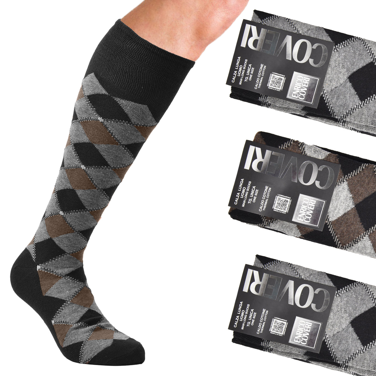 Calze uomo lunghe caldo cotone Enrico Coveri winter line 338B