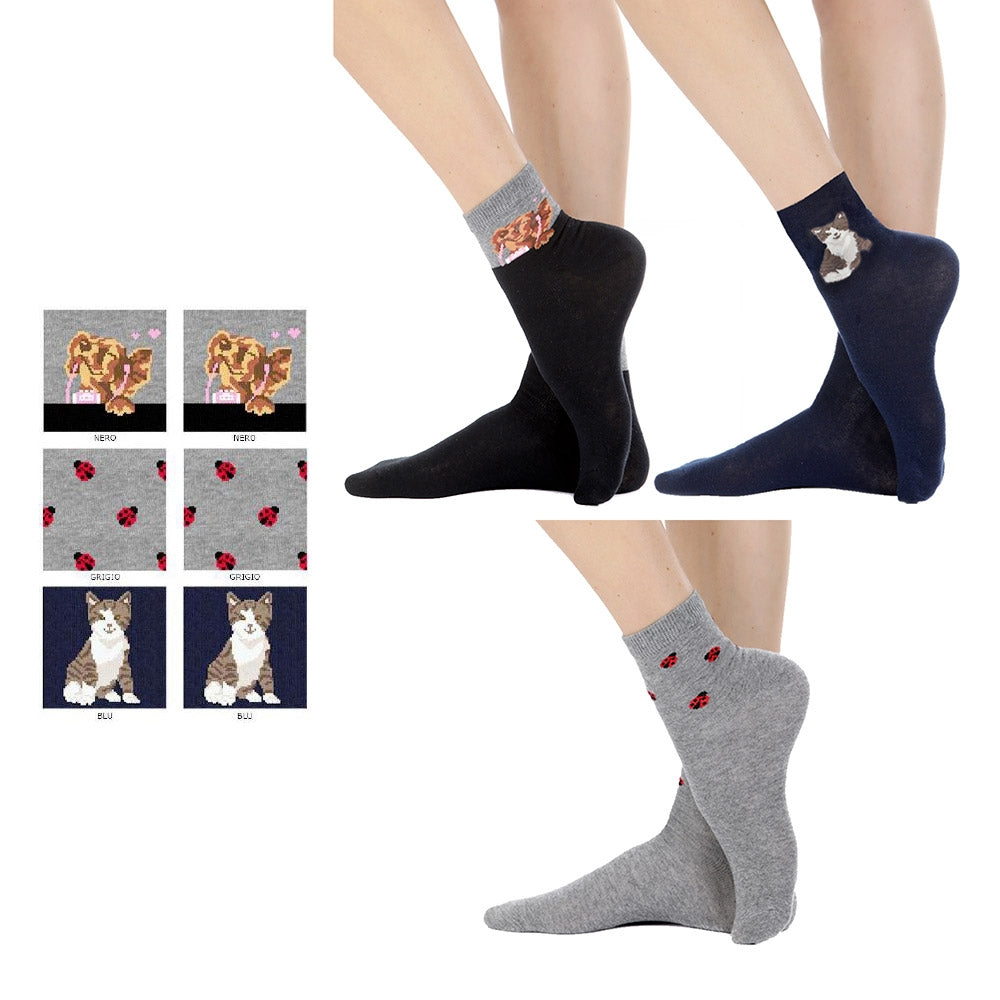 Calze donna Meritex 3497 animals caldo cotone 6 paia