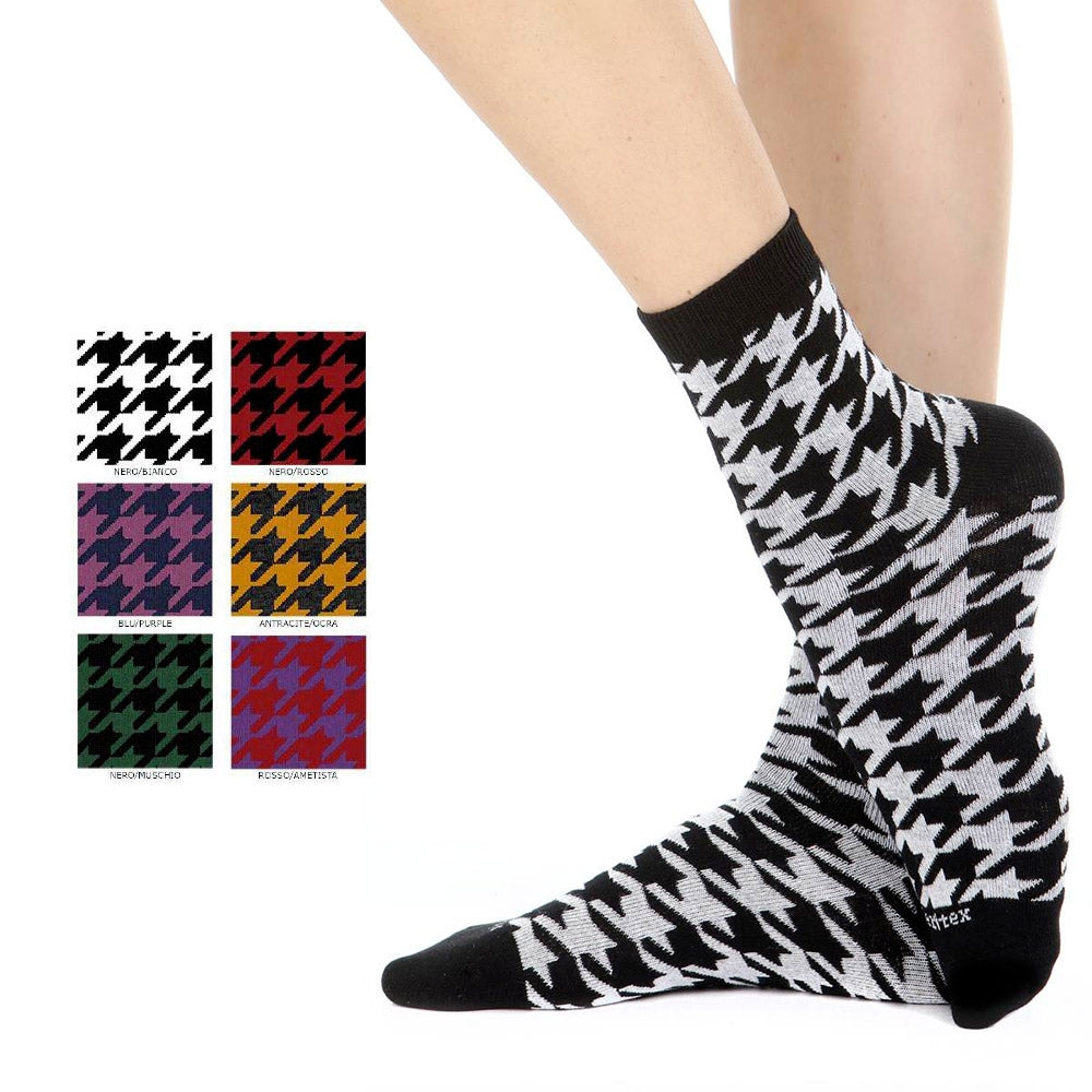 Calze donna caldo cotone Meritex 3518 pied de poule 6 paia
