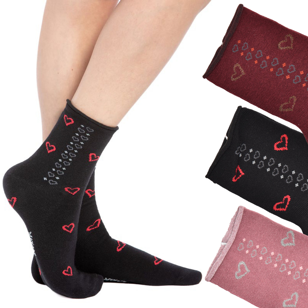 Calzini donna taglio vivo caldo cotone meritex 3582 B 3 paia