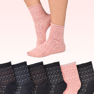 Calze corte assortite donna caldo cotone Meritex 3603 fantasia A 6 paia 
