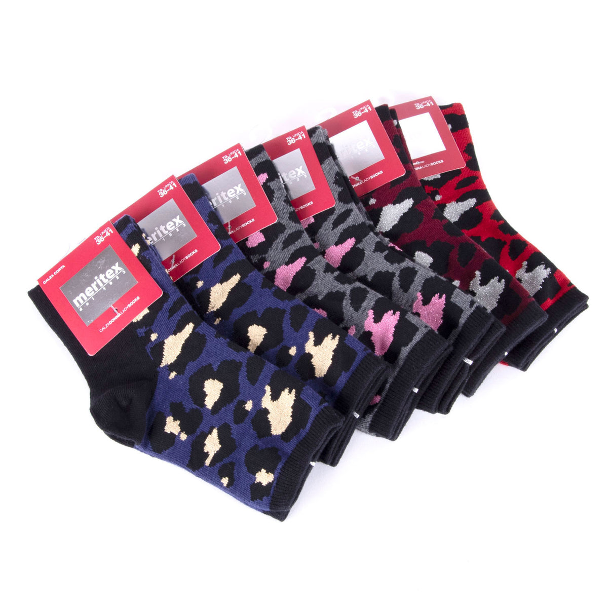 Calze donna maculate Meritex 3512 caldo cotone 6 paia