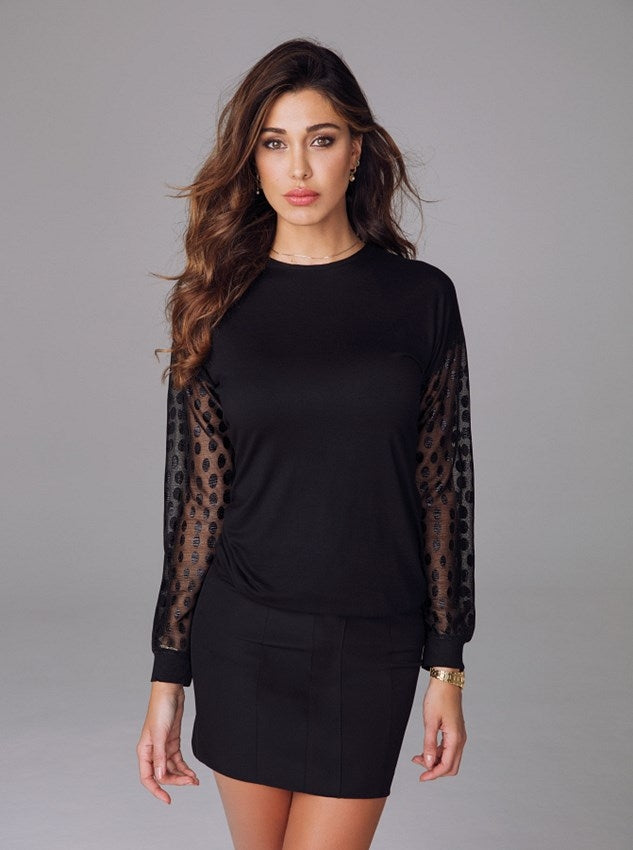 Maglia Jadea 4074 moda maniche lunghe lavorate pois lurex