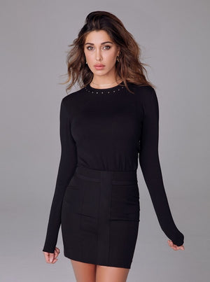 Maglia Jadea moda 4079 girocollo con borchie cotone elasticizzato