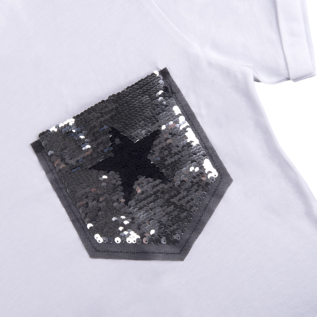 Maglia Jadea 4150 mezza manica 100% cotone taschino pailettes bianca