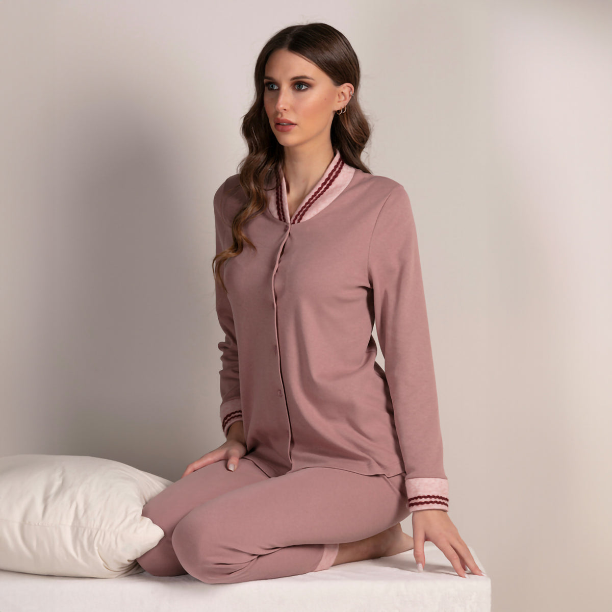 Pigiama donna aperto in caldo cotone Lunatica 42164
