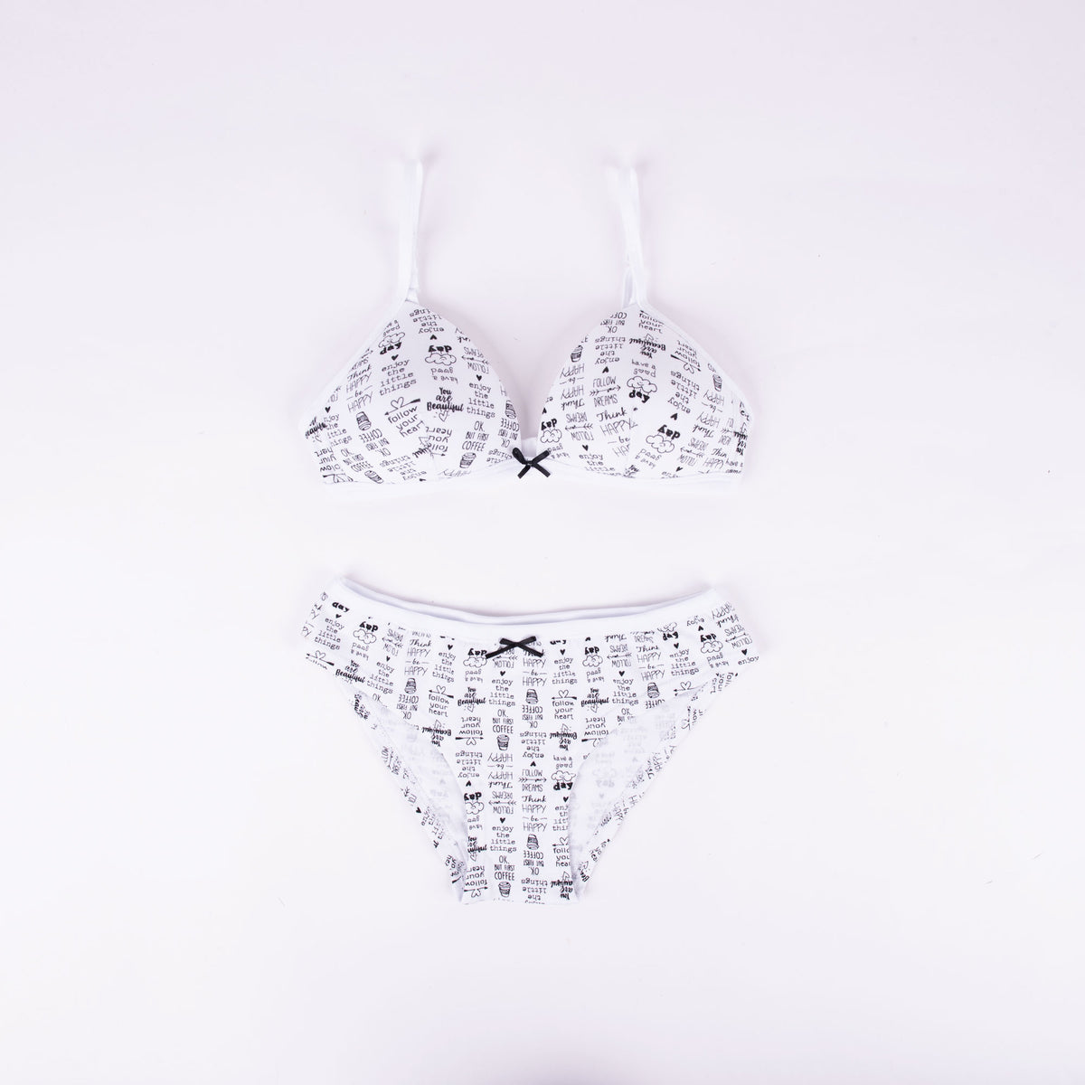 Coordinato Jadea 4236 reggiseno triangolo + slip cotone fantasia bianco