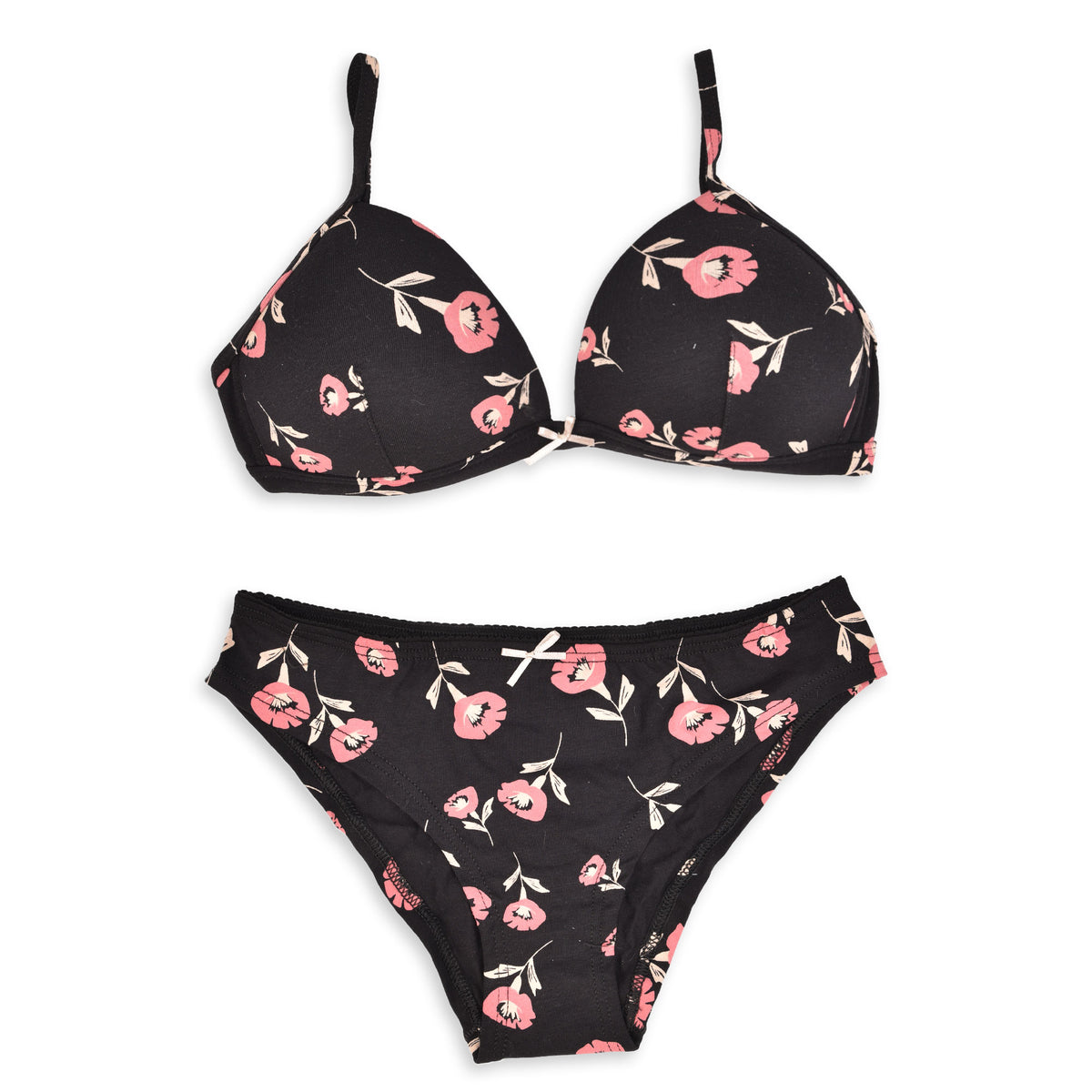 Coordinato donna Jadea 4240 reggiseno + slip cotone floreale nero