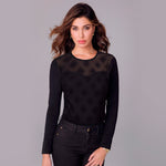 Maglia donna Jadea 4290 moda maniche lunghe tulle floccato pois