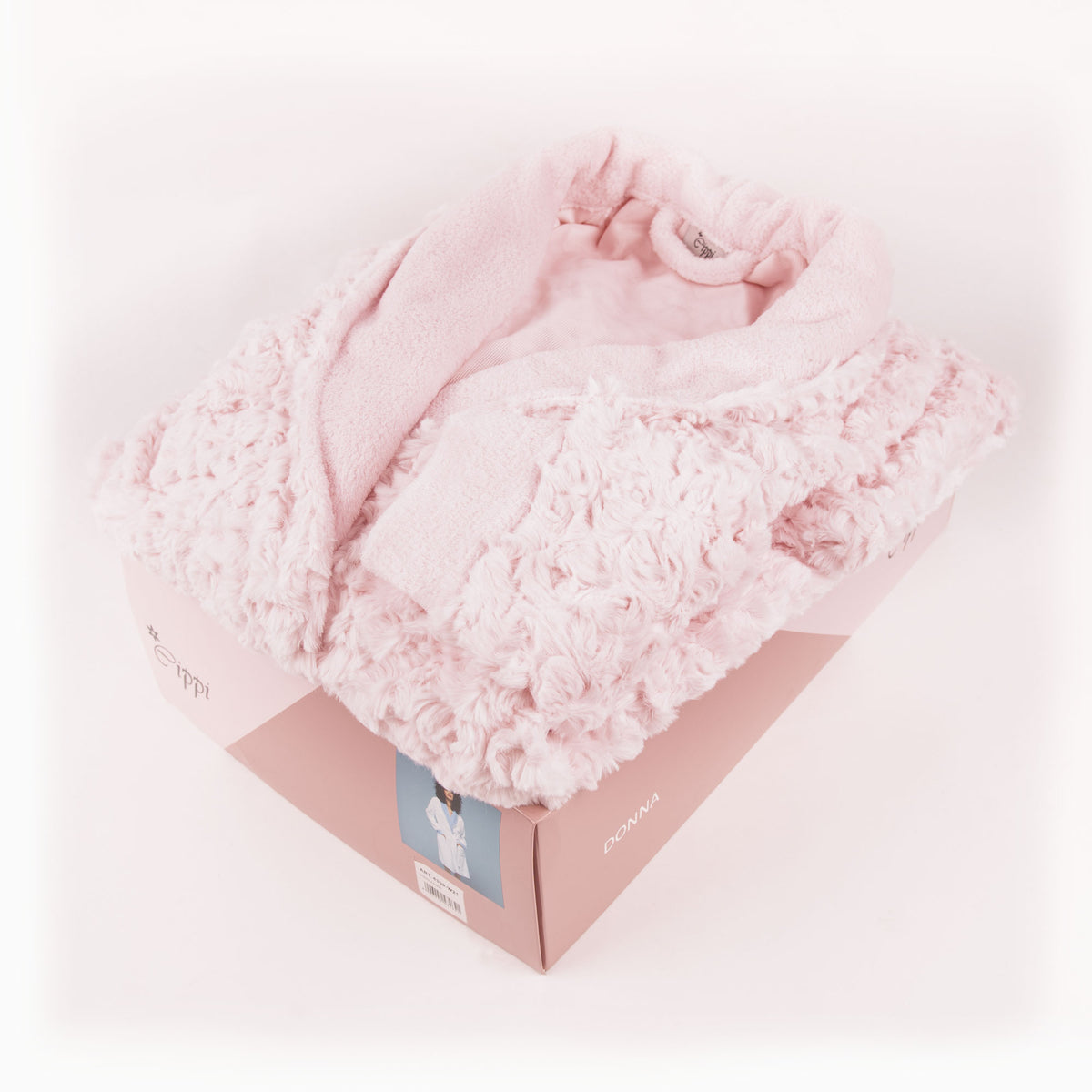 Giacca da camera vestaglia donna lunga con cinta Cippi rosa 4309