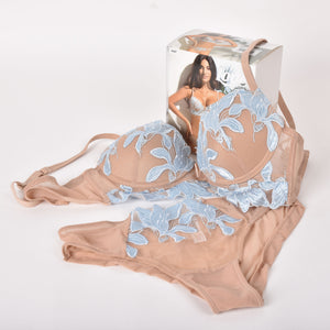 Sexy completino intimo Love and Bra 43397 balconcino + slip celeste