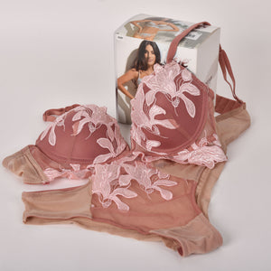 Sexy completino intimo Love and Bra 43397 balconcino + slip rosa