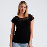 Sottogiacca donna Admas mezza manica 43488 con tulle nero