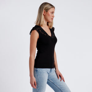 Sottogiacca cotone donna Admas 43489 con pizzo e raso nero