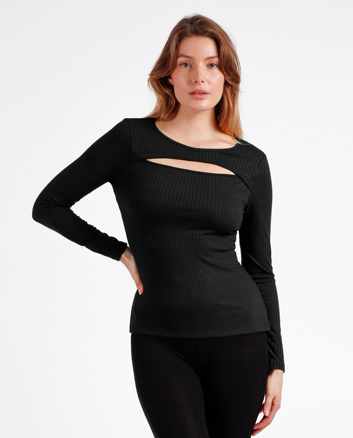 Maglia a coste sotto giacca con apertura sul petto Admas 43509