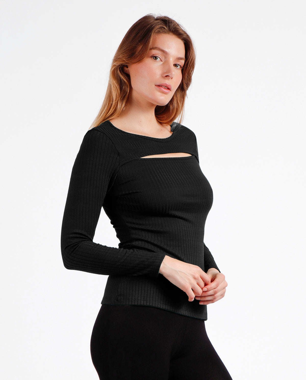 Maglia a coste sotto giacca con apertura sul petto Admas 43509