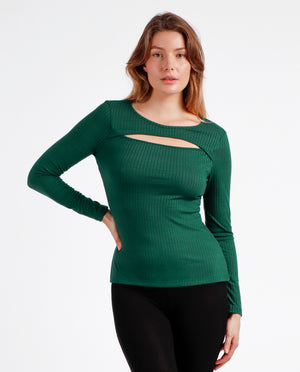 Maglia a coste sotto giacca con apertura sul petto Admas 43509