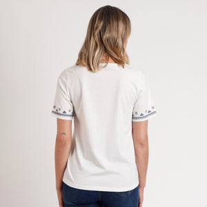Maglia donna in cotone con nappine e stampa Admas 43523