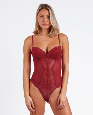 Body sexy rosso con ferretto in pizzo Admas 43637