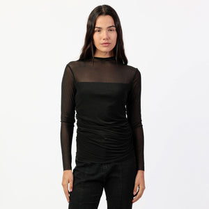 Maglia donna collo alto con brillantini in tulle Admas 43674