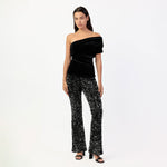 Maglia donna monospalla in velluto Admas 43680