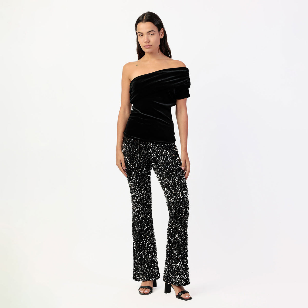 Maglia donna monospalla in velluto Admas 43680