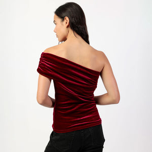 Maglia donna monospalla in velluto Admas 43680