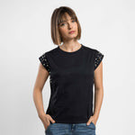 Maglia donna in cotone con perle Admas 43689