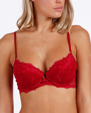 Coordinato intimo sexy rosso reggiseno + brasiliana pizzo Admas 44636