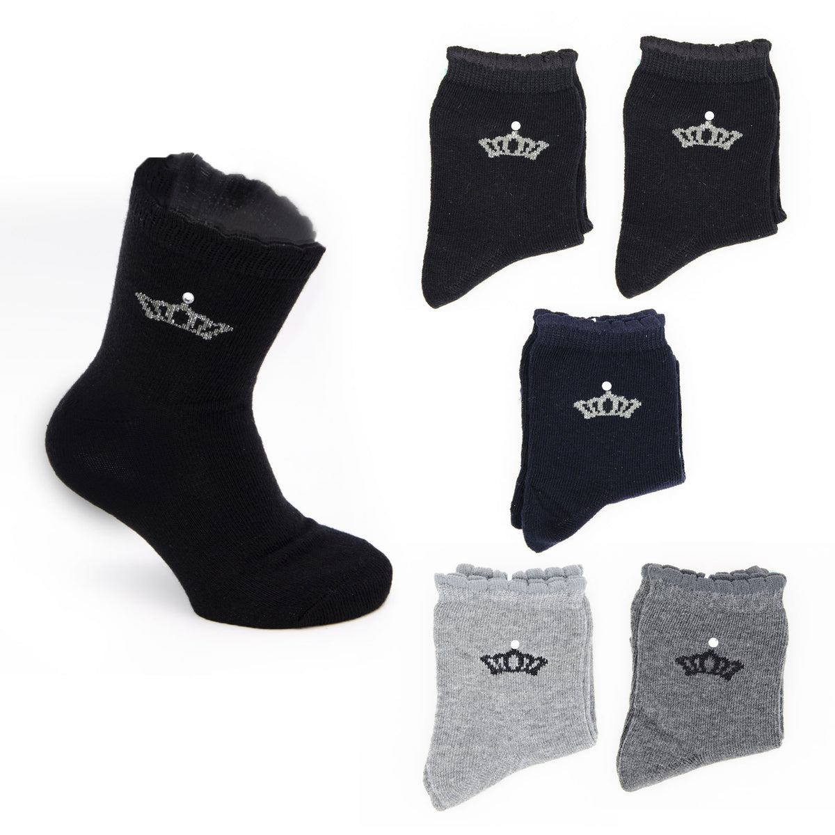 Calze corte bimba invernale Meritex 4593 con coroncina caldo cotone 6 paia