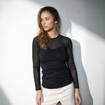 Maglia dettagli semitrasparenti e tulle con pois Jadea 4651