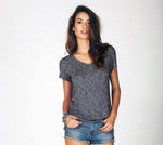 Maglia donna jadea 4654 moda mezze maniche collo a punta