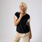 Maglia donna Bicolore con giro sceso in tessuto chiffon Jadea 4764