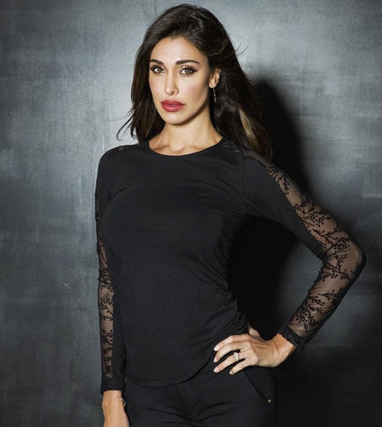Maglia jadea 4869 in cotone elastico con trasparenza in tulle