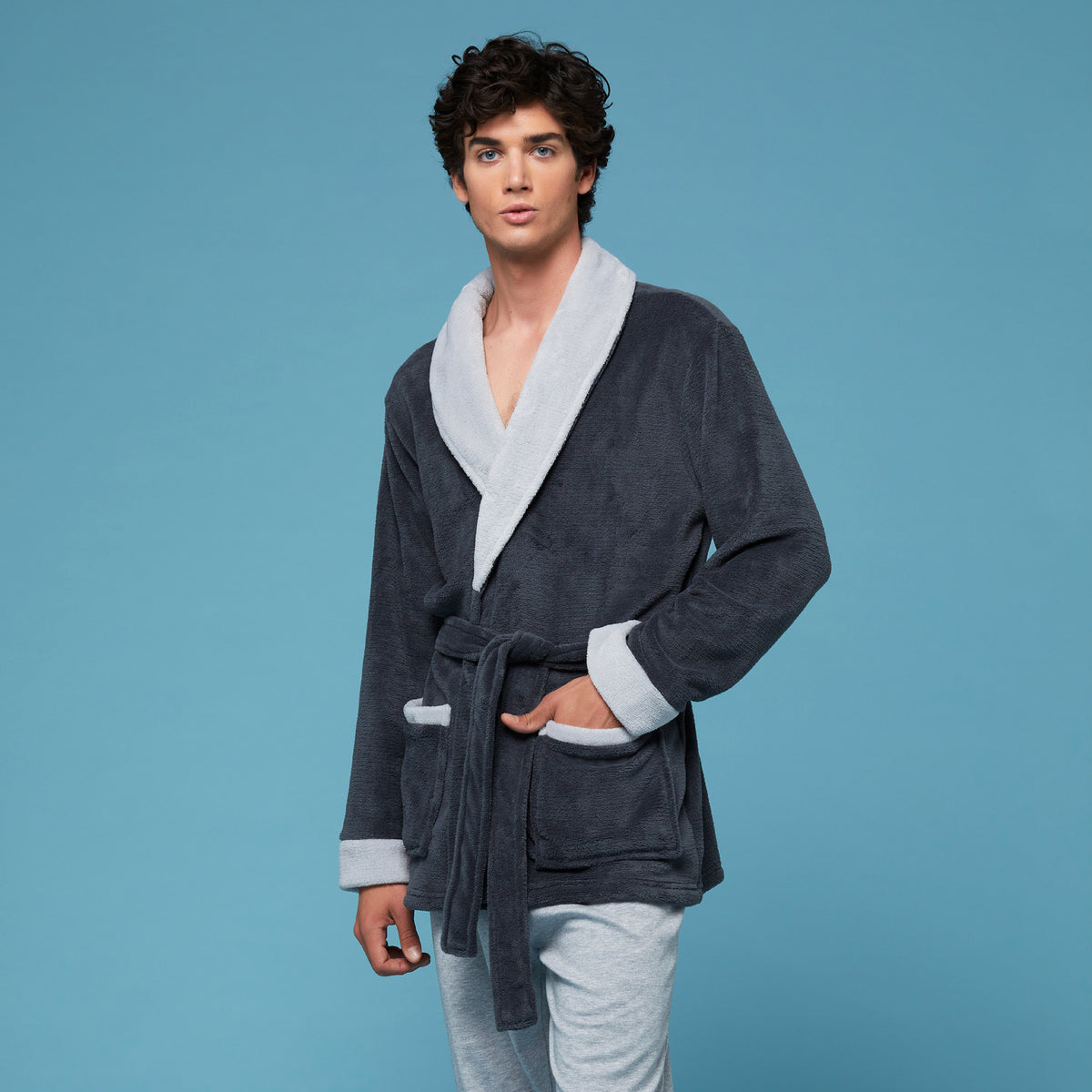 Vestaglia uomo invernale Cippi 4870 caldissimo pile coral grigio piombo