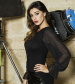 Maglia da donna Jadea 4876 manica lunga in tulle trasparente 