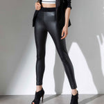 Leggings Jadea 4877 in eco pelle nero 
