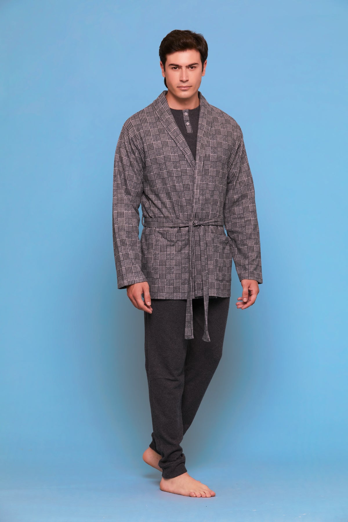Vestaglia uomo principe di galles punto milano Cippi 4882 grigio