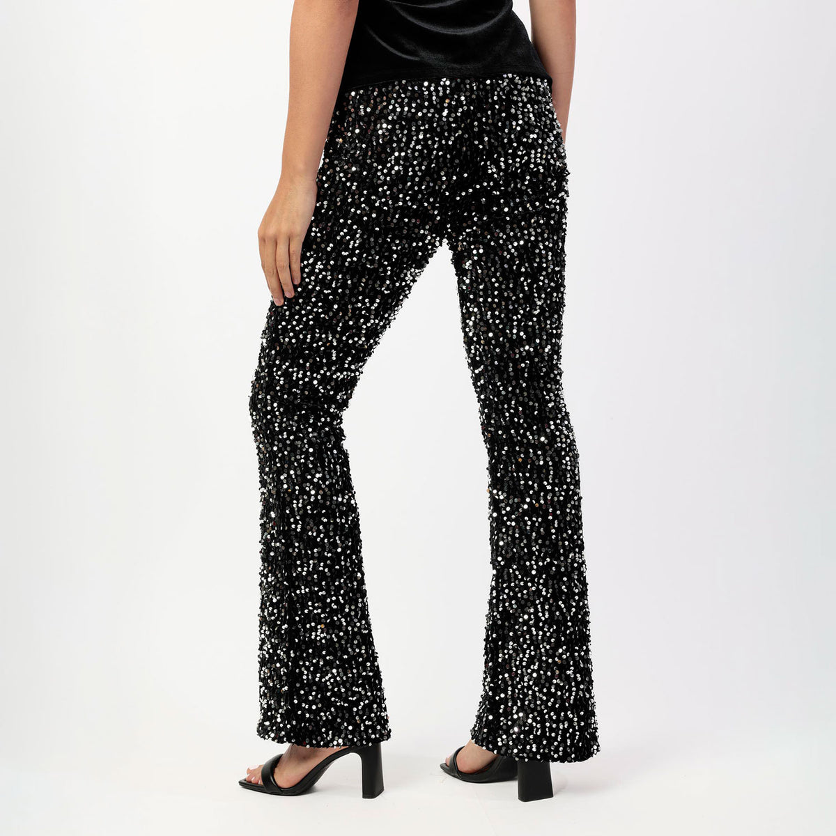 Pantalone donna a zampa con paillettes Admas 49214