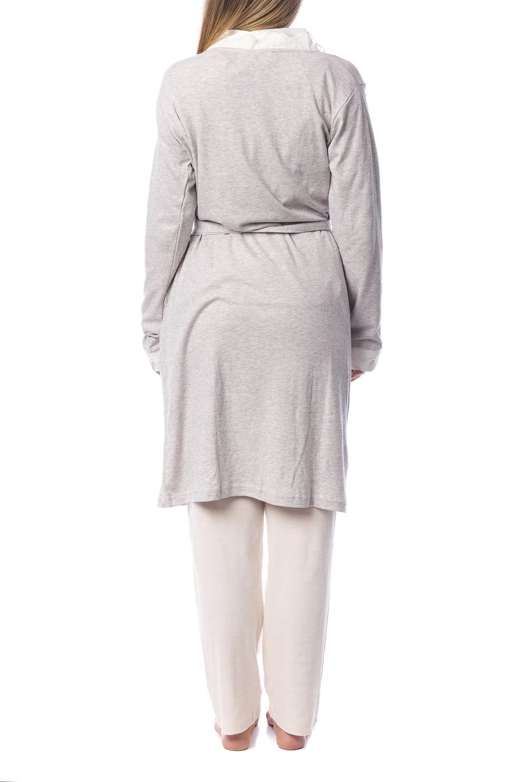 Vestaglia donna invernale Cippi 4967 caldo cotone grigio chiaro e cipria melange