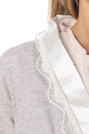 Vestaglia donna invernale Cippi 4967 caldo cotone grigio chiaro e cipria melange