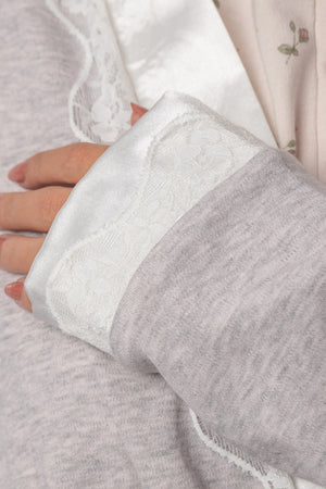 Vestaglia donna invernale Cippi 4967 caldo cotone grigio chiaro e cipria melange