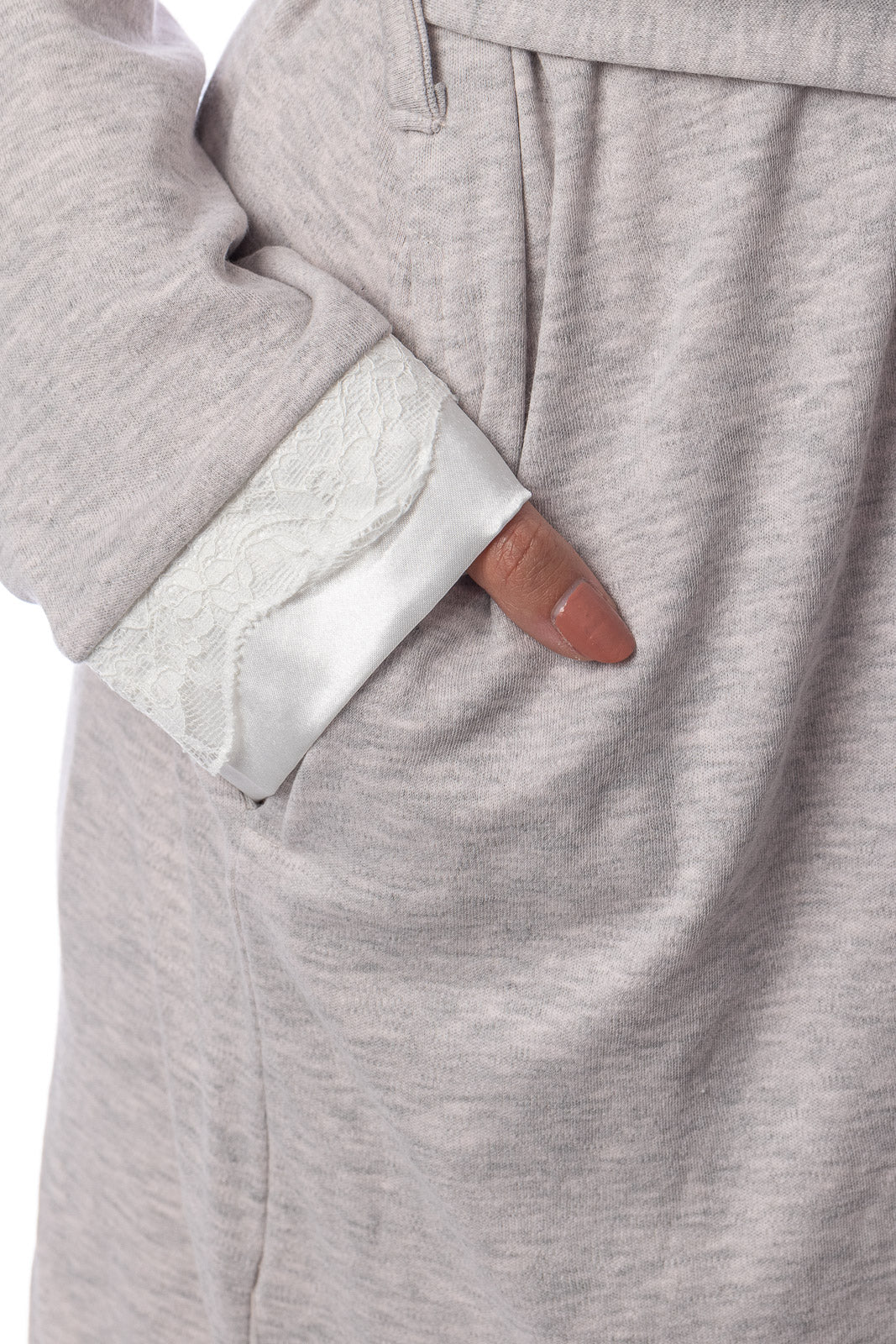 Vestaglia donna invernale Cippi 4967 caldo cotone grigio chiaro e cipria melange