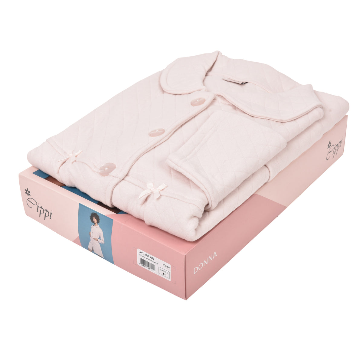 Vestaglia donna trapuntata lunga Cippi 4969 rosa cipria