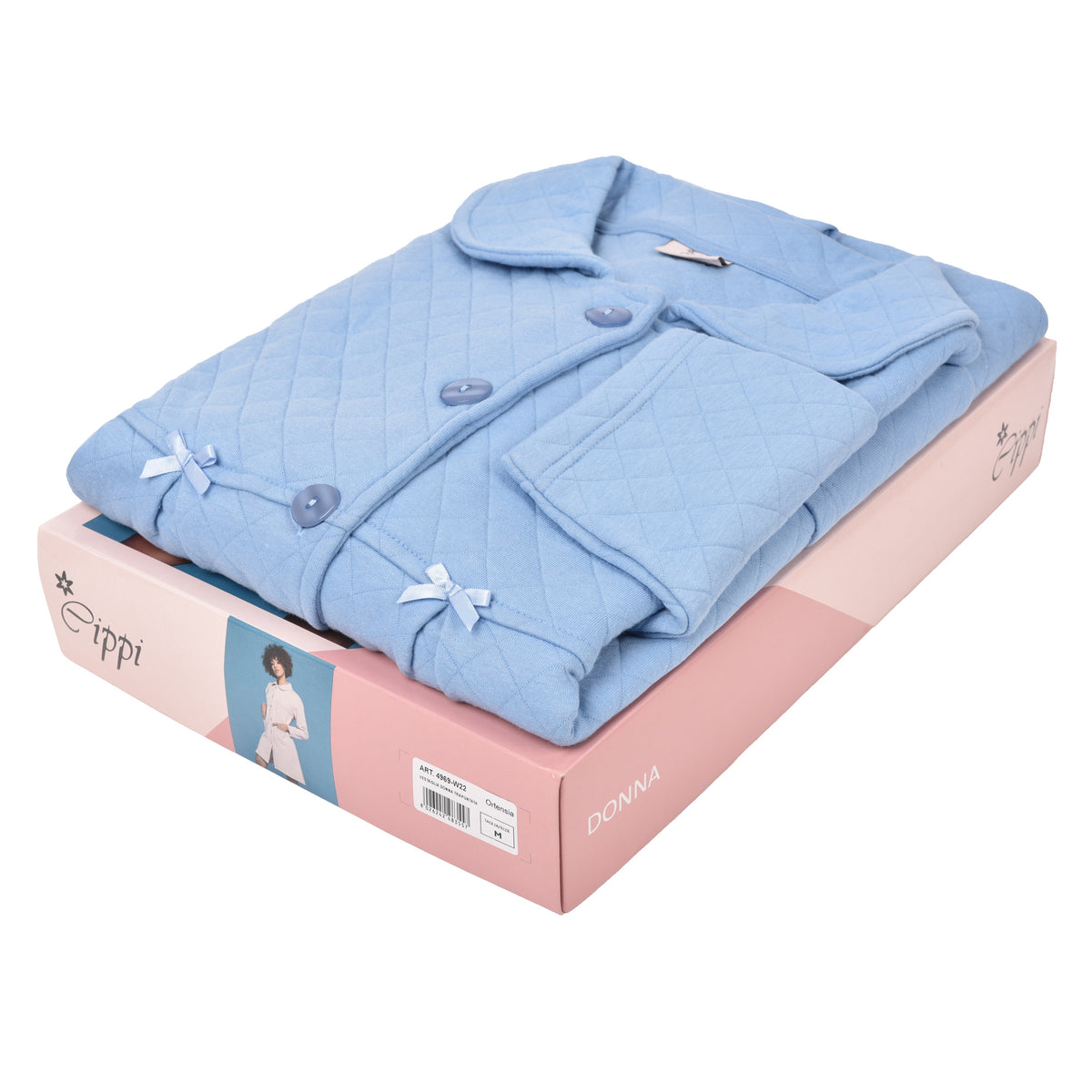 Vestaglia donna trapuntata lunga Cippi 4969 celeste ortensia