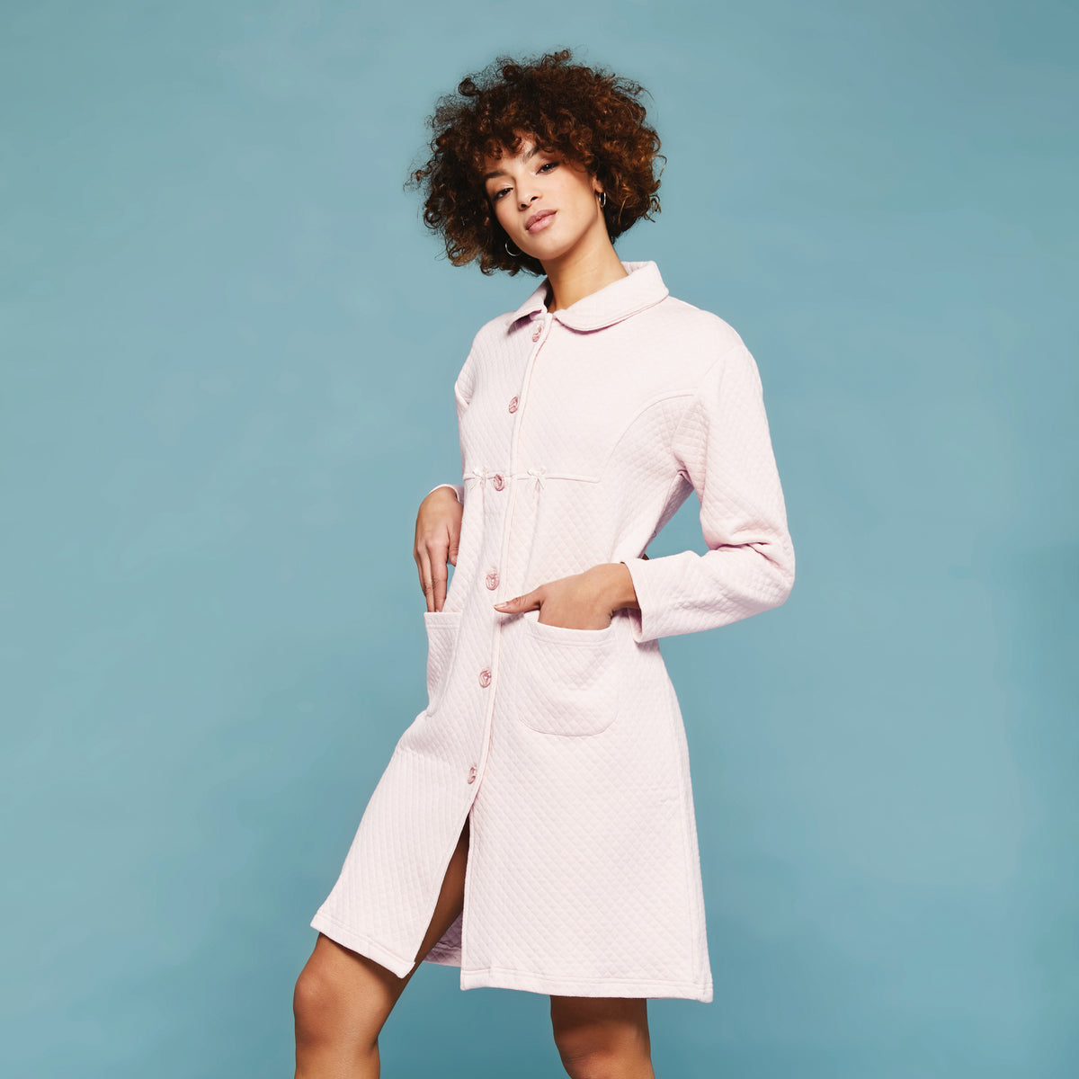 Vestaglia donna trapuntata lunga Cippi 4969 rosa cipria