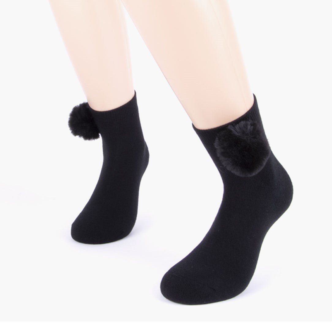 Calzini donna pile Meritex 326 con pompon 1 pz.