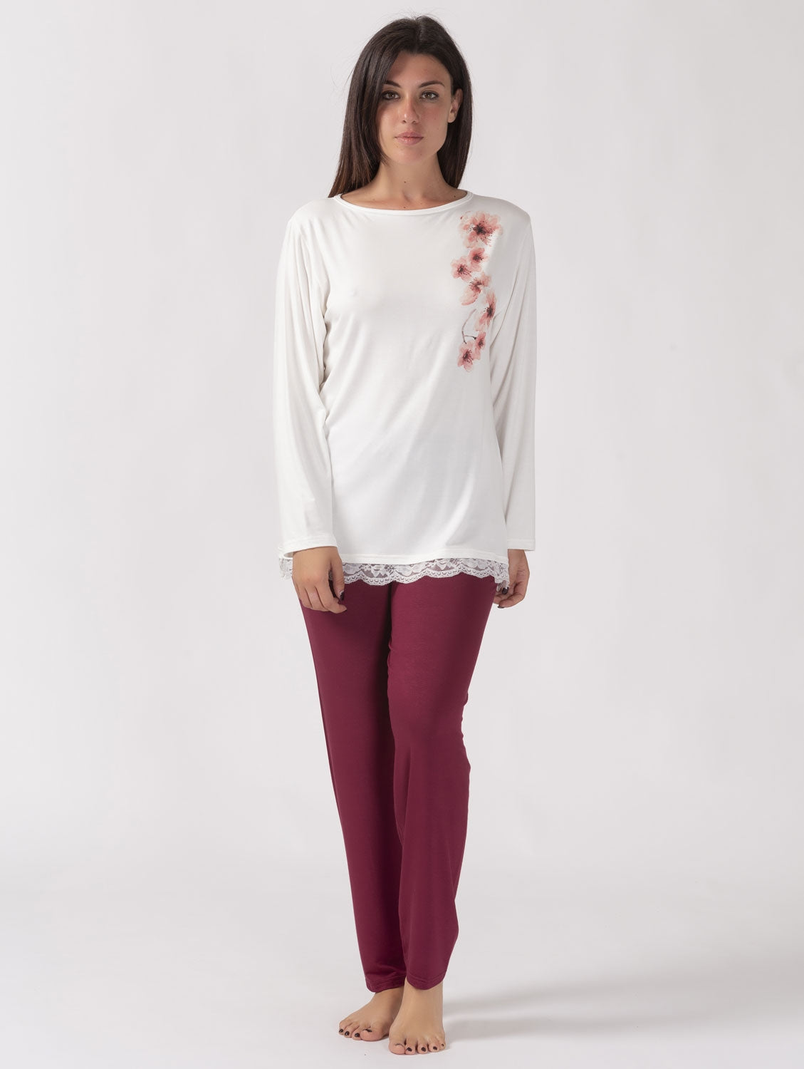 Pigiama donna Gary 500063 viscosa con fiori