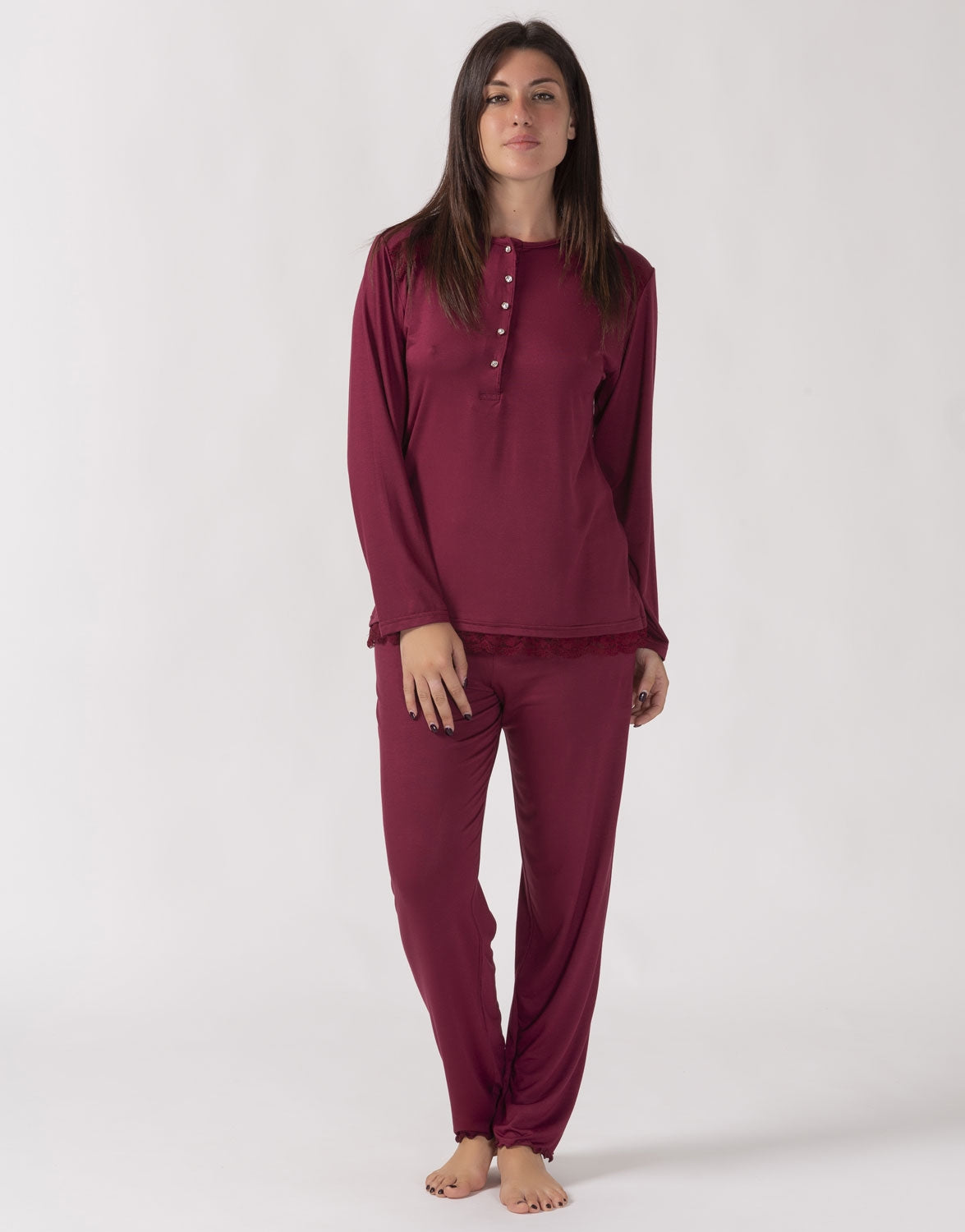Pigiama donna Gary 500064 in viscosa inserti in pizzo