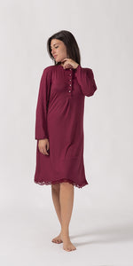 Camicia da notte Gary art. 500067 donna in viscosa bordeaux